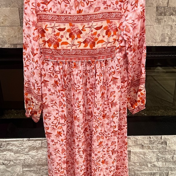 NWT R Vivimos pink floral long sleeve midi dress size 2 - Picture 13 of 15